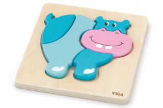 Obrázek z Dřevěné puzzle pro nejmenší - hroch 